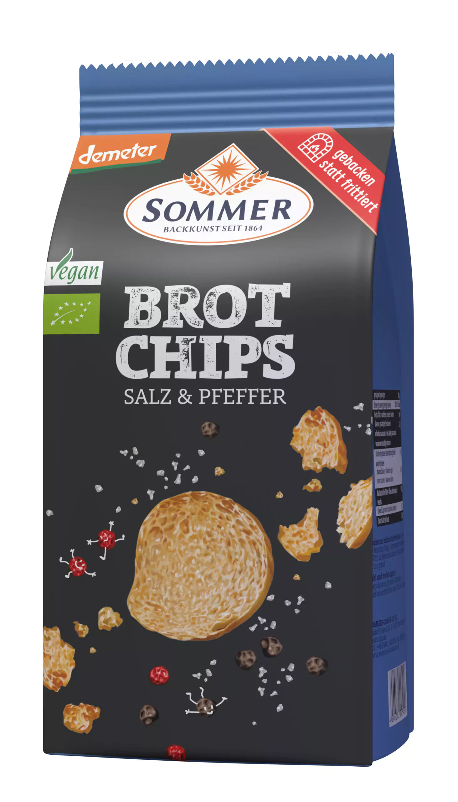 Sommer Backkunst Brot Chips Salz Pfeffer Demeter 100g Sweets Ch