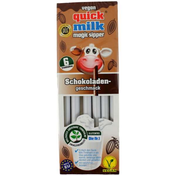 Quick Milk Trinkhalme Schokolade 36 g, Pflanzendrinks