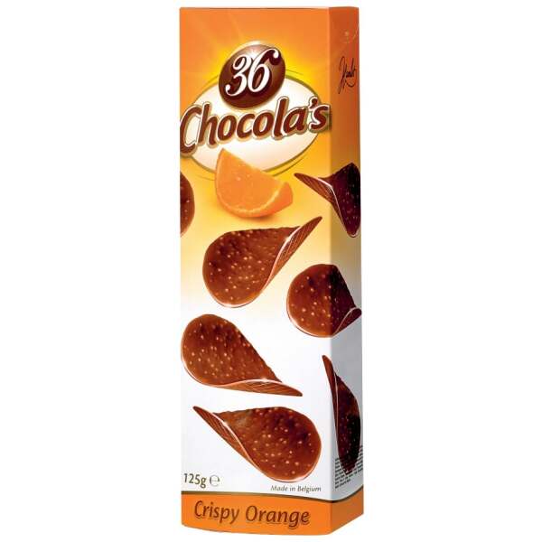 36 Chocola's Schokoblätter Crispy Orange 125g - 36 Chocola's