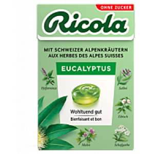 Ricola Eukalyptus Kräuterbonbons ohne Zucker Box 50g - Ricola