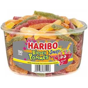 Haribo Saure Riesen-Pommes Dose 150 Stück - Haribo