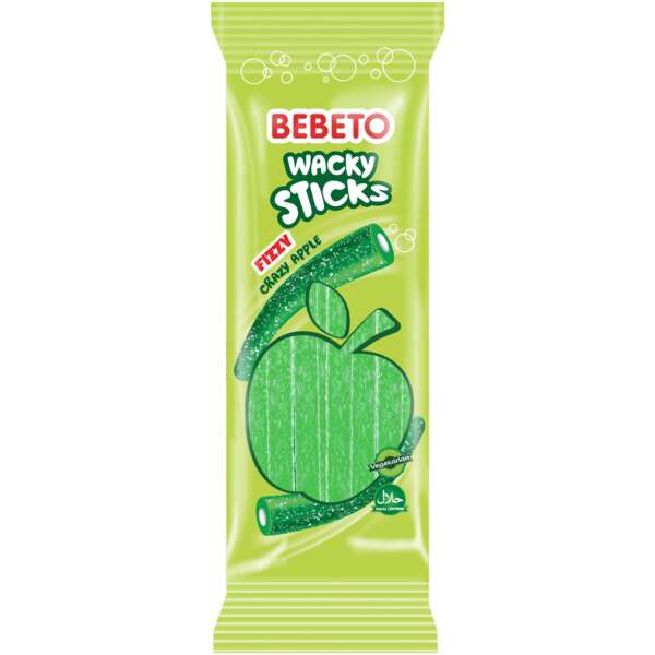 Bebeto Wacky Sticks Fizzy Crazy Apple - 180g - Bebeto
