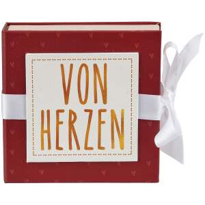 Geschenkschachtel Von Herzen mit Band 13 x 13cm - Hergo Creation