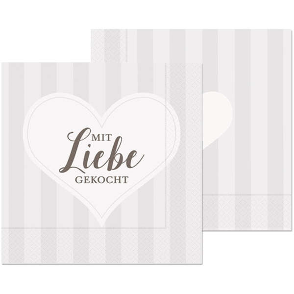 Servietten Mit liebe gekocht grau 20 Stück