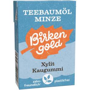 Xylit Kaugummi Teebaumöl-Minze Natur-Kaumasse 28g - Birkengold