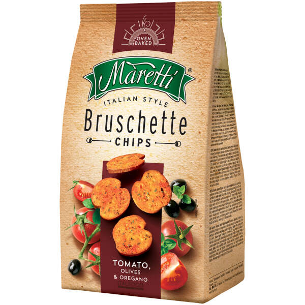 Maretti Bruschette Chips Tomato Olives & Oregano 150g - Maretti