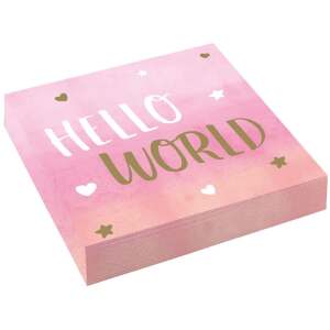 Servietten Hello World rosa 16 Stück - Sweets