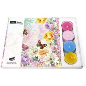 Kombibox 20 Servietten & 4 Teelichter Butterfly - Sweets