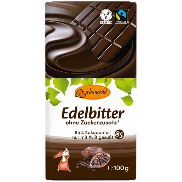 Birkengold Schokolade Edelbitter Zuckerfrei 100g - Birkengold