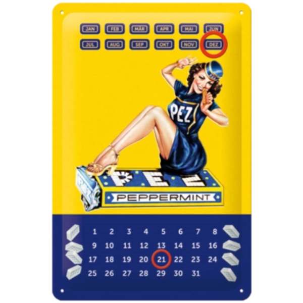 PEZ Retro Blechschild Ewiger Kalender