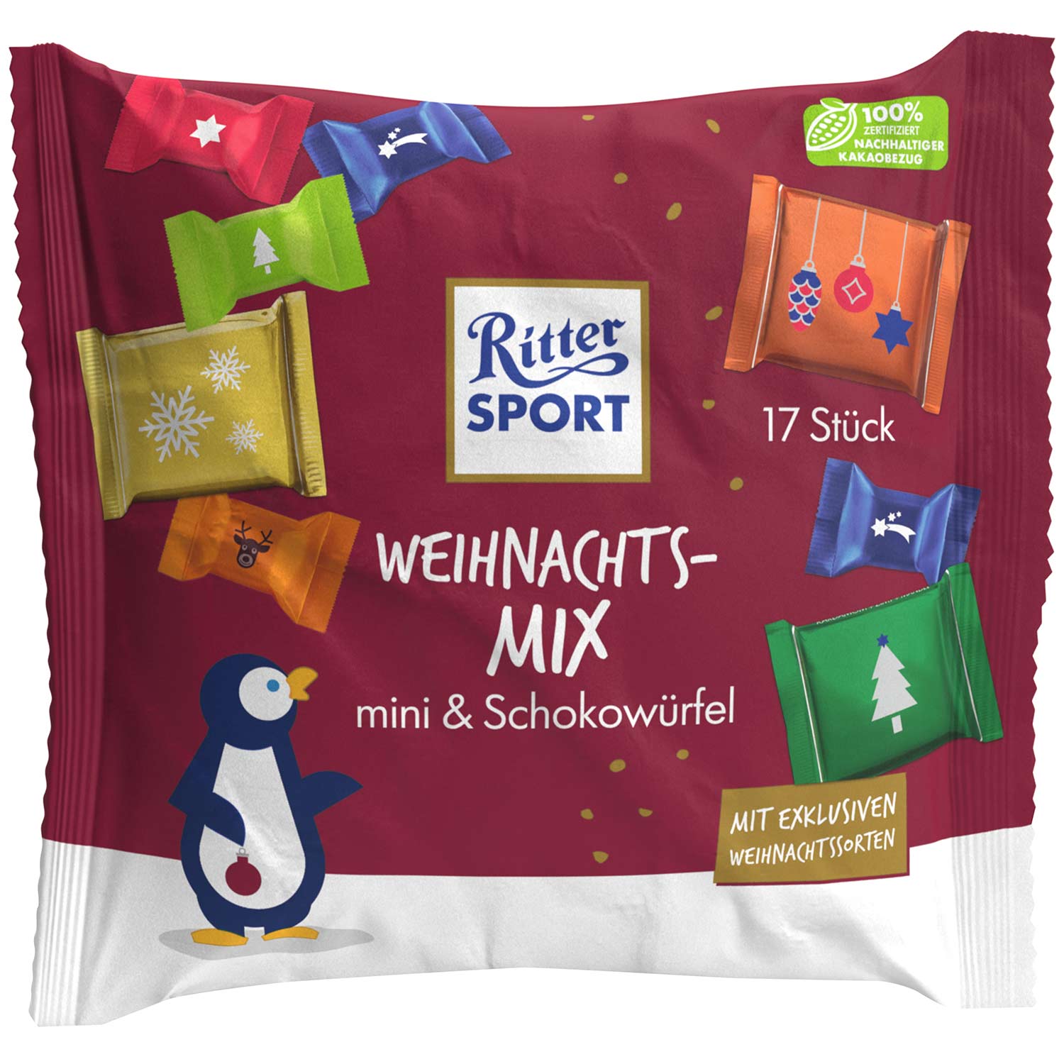 Ritter Sport Weihnachtsmix mini & Schokowürfel 17er Sweets.ch