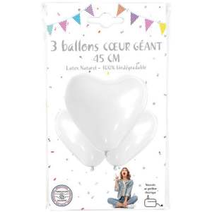 Herzballone 45cm weiss 3 Stück - Sweets