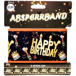 Absperrband Happy Birthday gold 15m - Sweets