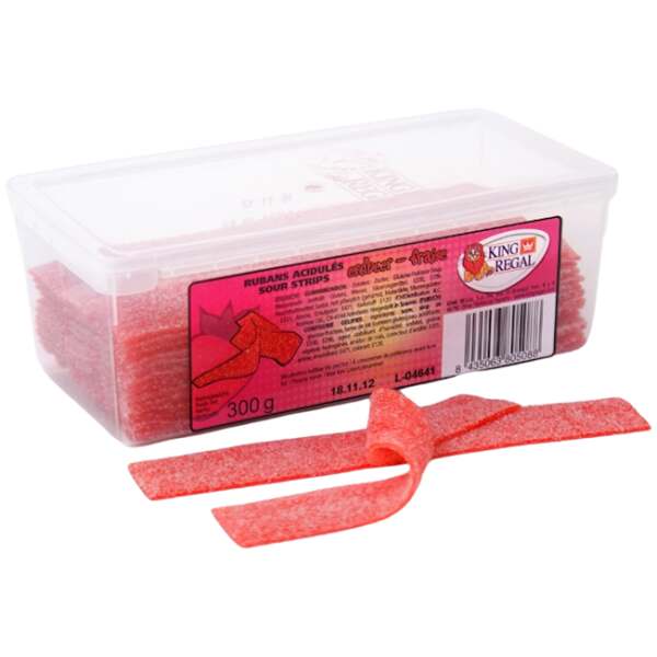 King Regal mini Sour Strips Erdbeere 300g - King Regal