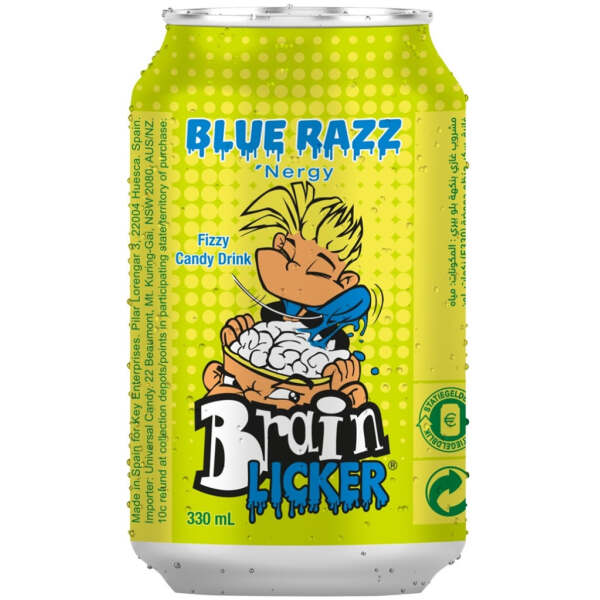 Brain Licker Fizzy Blue Raspberry Candy Drink Dose 330ml - Brain Licker