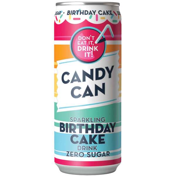 Candy Can Sparkling Birthday Cake Drink Zero Sugar 330ml - Candy Can