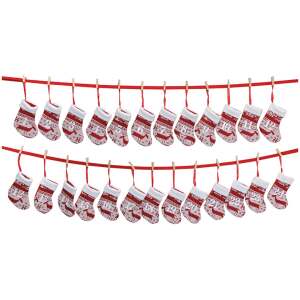 Adventskalender 24 Socken rot/weiss 220cm - Sweets