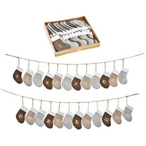 Adventskalender 24 Socken braun/beige/silber 220cm - Sweets