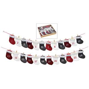 Adventskalender 24 Socken rot/weiss/dunkelgrau 220cm - Sweets