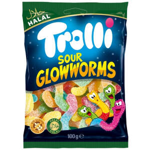 Trolli Sour Glowworms Halal 100g - Trolli