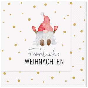 Servietten Fröhliche Weihnachten Wichtel 20 Stück - La Vida