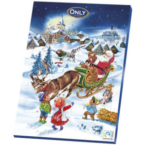 Milchschokolade Adventskalender Weihnachtsmann mit Schlitten 50g - Only