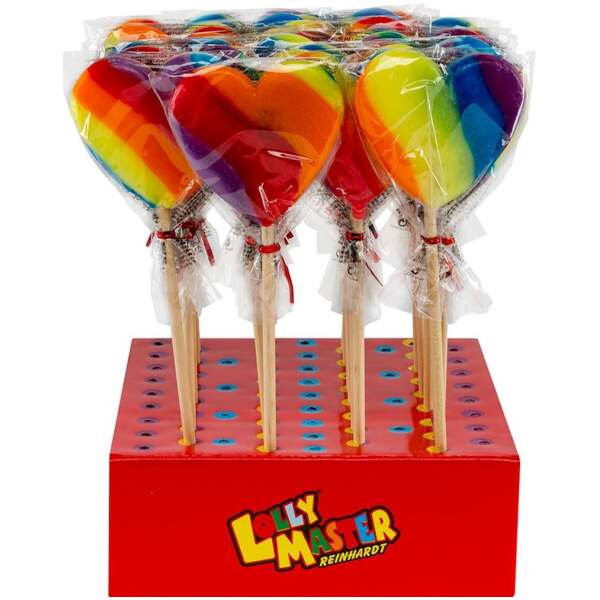 Lolly Master Herz Regenbogen 50g 7.5cm 1 Stück