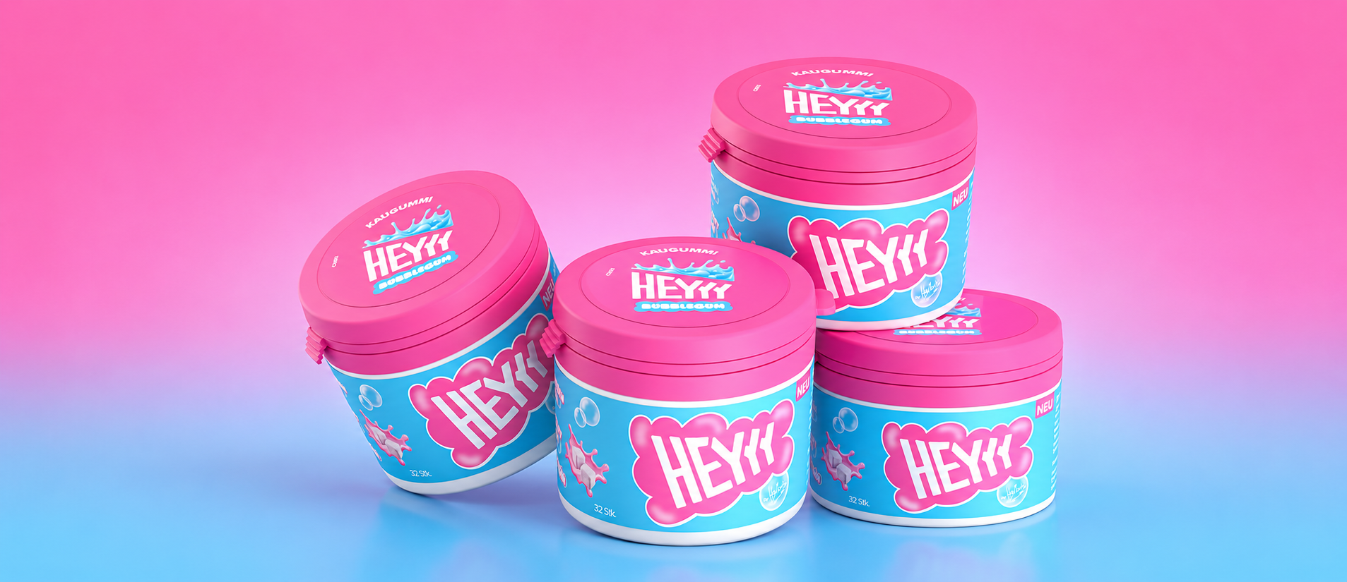 Die neue Sorte Bubblegum von HEYYY Gums jetzt bei Sweets.ch